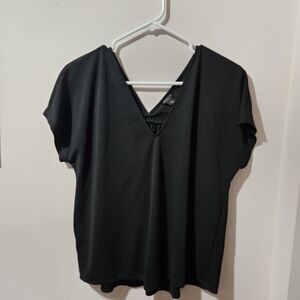 Ann Taylor Petite Women's Blouse Top Size XS Solid Black Flowy Sleeve V-Neck